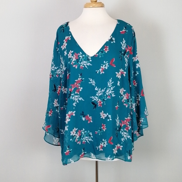 Lane Bryant Tops - Lane Bryant V-Neck Chiffon Blouse Teal Size 22/24